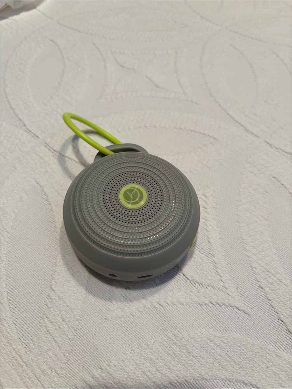HUSHU Portable Bluetooth Speaker in Gray with Lime Accent